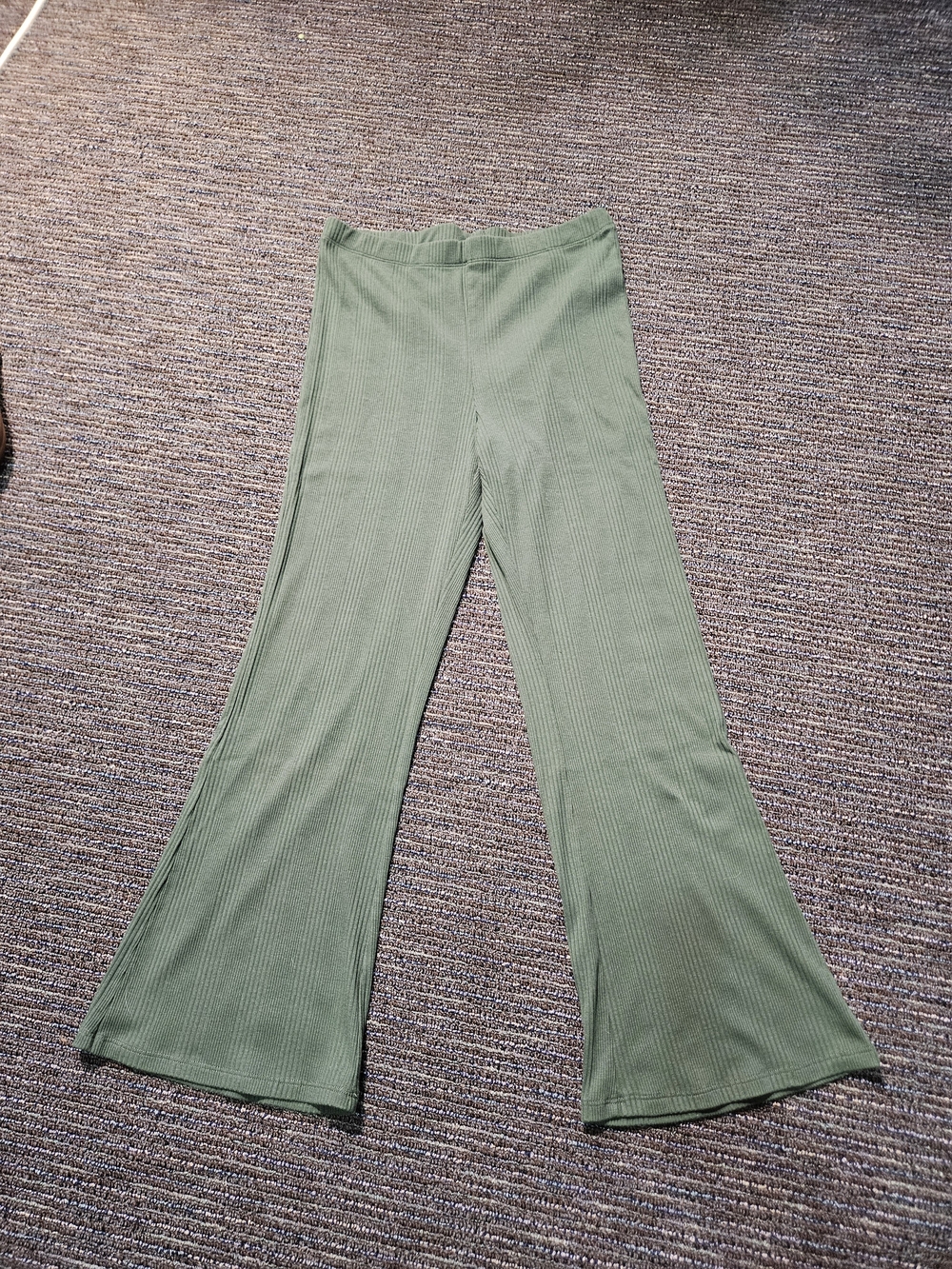 aerie Olive Green Ribbed Flare Knit Pants